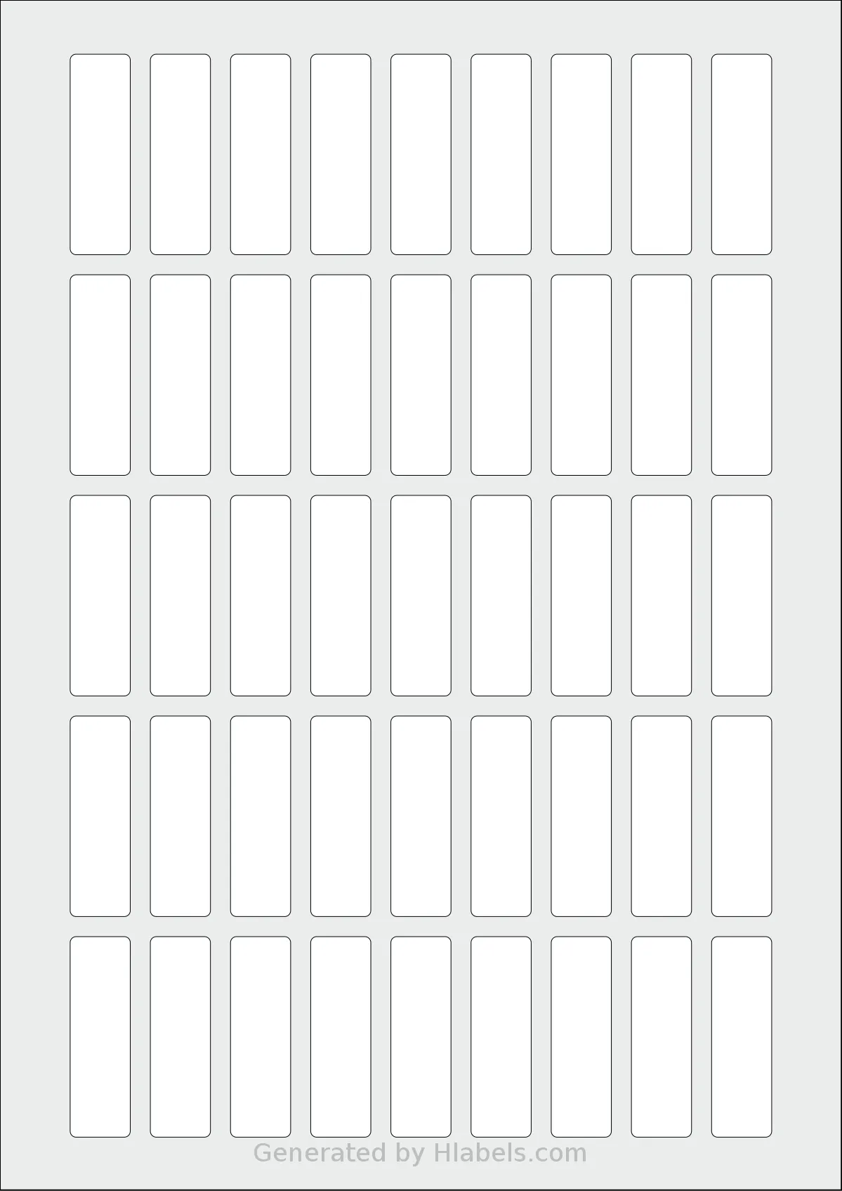 OnlineLabels® EU30093 template with 45 rectangular 15 x 50 millimeter labels per sheet, on A4-size adhesive blank label sheets.