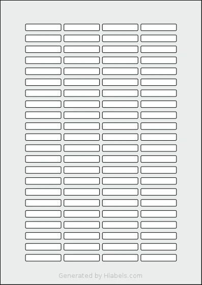 OnlineLabels® EU30097 template with 88 rectangular 37 x 7 millimeter labels per sheet, on A4-size adhesive blank label sheets.