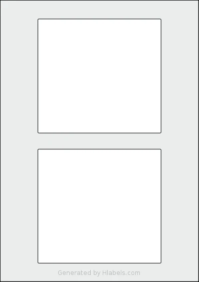 OnlineLabels® EU30106 template with 2 rectangular 130 x 120 millimeter labels per sheet, on A4-size adhesive blank label sheets.