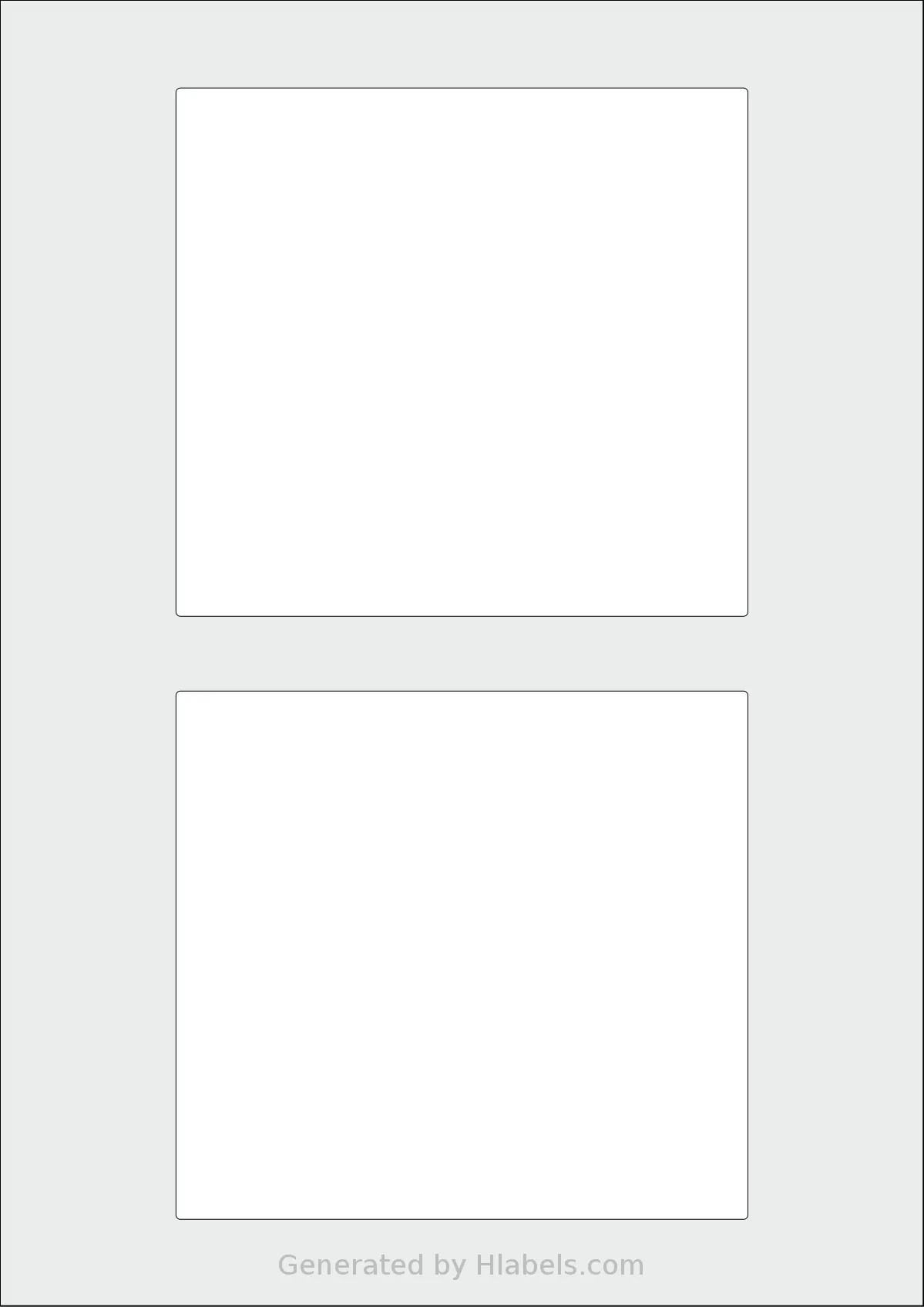 OnlineLabels® EU30106 template with 2 rectangular 130 x 120 millimeter labels per sheet, on A4-size adhesive blank label sheets.