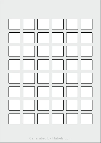 OnlineLabels® EU30108 template with 48 rectangular 24 x 22 millimeter labels per sheet, on A4-size adhesive blank label sheets.