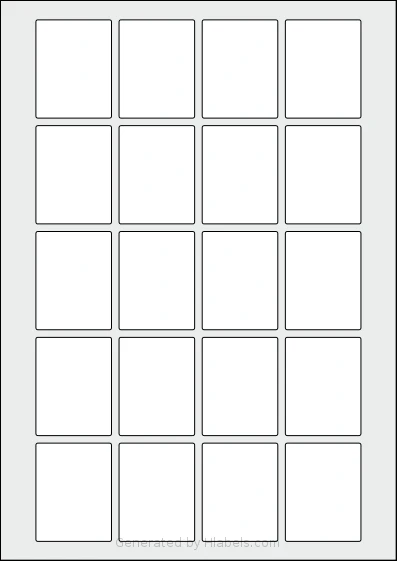OnlineLabels® EU30116 template with 20 rectangular 40 x 52 millimeter labels per sheet, on A4-size adhesive blank label sheets.
