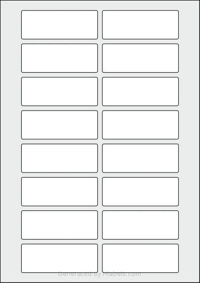 OnlineLabels® EU30120 template with 16 rectangular 80 x 30 millimeter labels per sheet, on A4-size adhesive blank label sheets.