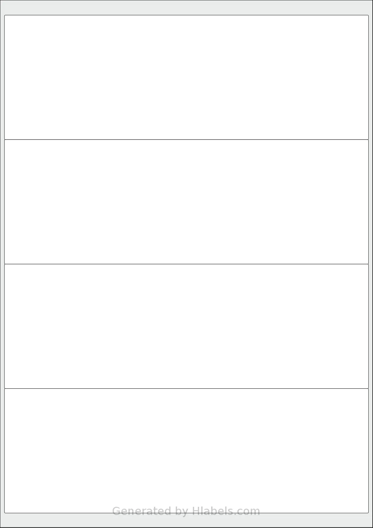 OnlineLabels® EU30134 template with 4 rectangular 205 x 70 millimeter labels per sheet, on A4-size adhesive blank label sheets.