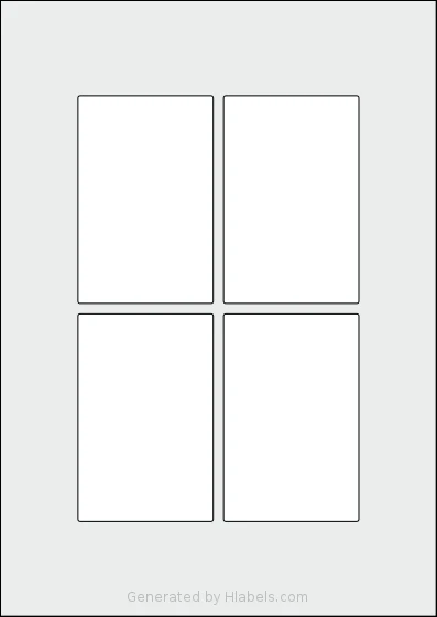OnlineLabels® EU30135 template with 4 rectangular 65 x 100 millimeter labels per sheet, on A4-size adhesive blank label sheets.