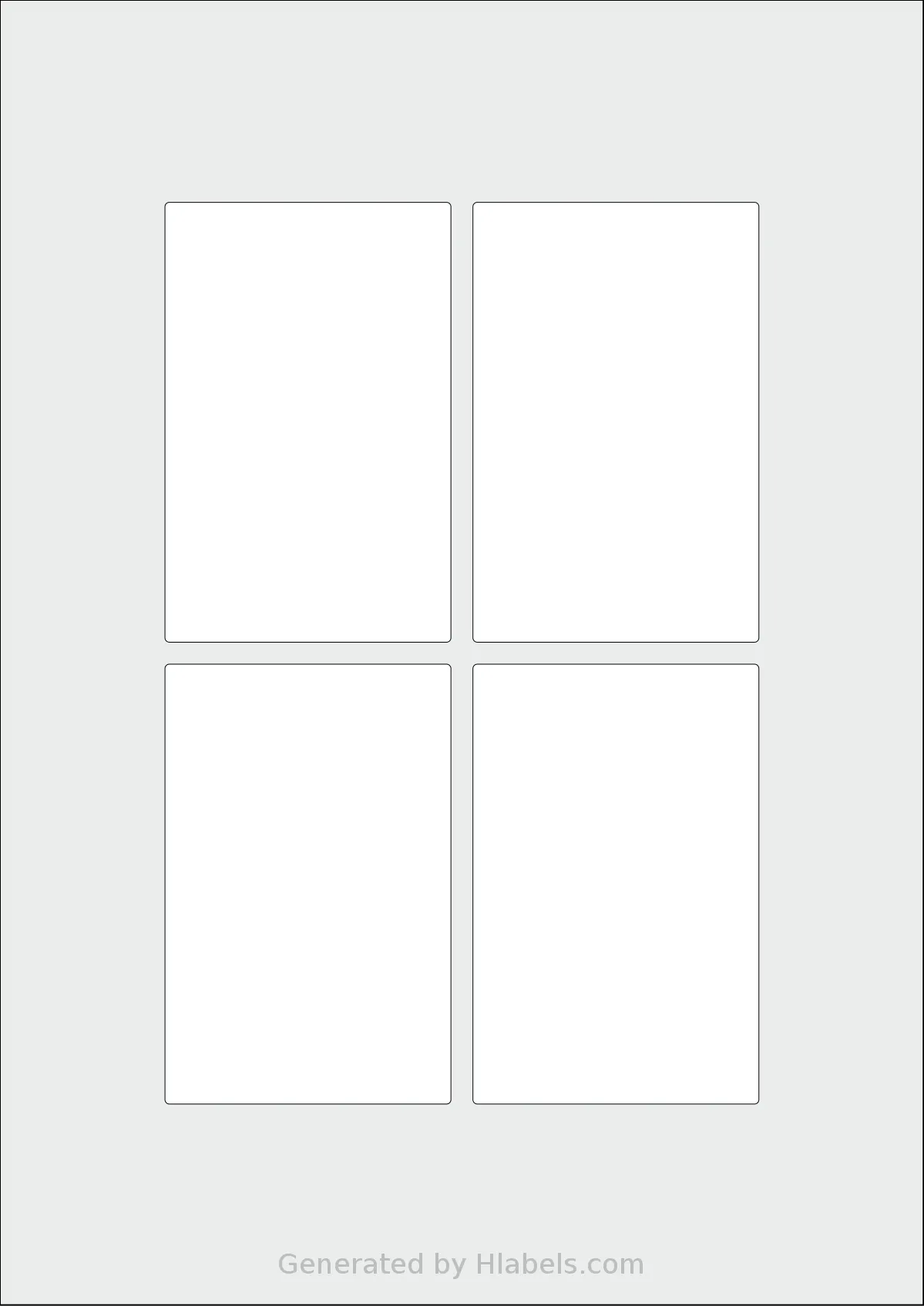 OnlineLabels® EU30135 template with 4 rectangular 65 x 100 millimeter labels per sheet, on A4-size adhesive blank label sheets.