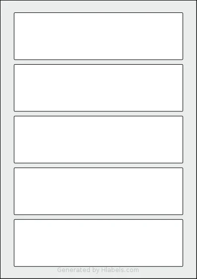 OnlineLabels® EU30136 template with 5 rectangular 180 x 50 millimeter labels per sheet, on A4-size adhesive blank label sheets.