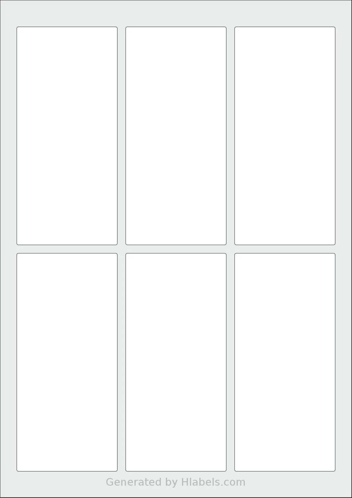OnlineLabels® EU30137 template with 6 rectangular 60 x 130 millimeter labels per sheet, on A4-size adhesive blank label sheets.