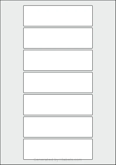 OnlineLabels® EU30140 template with 7 rectangular 125 x 37 millimeter labels per sheet, on A4-size adhesive blank label sheets.