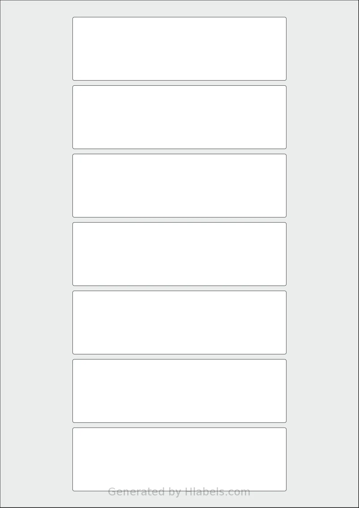 OnlineLabels® EU30140 template with 7 rectangular 125 x 37 millimeter labels per sheet, on A4-size adhesive blank label sheets.