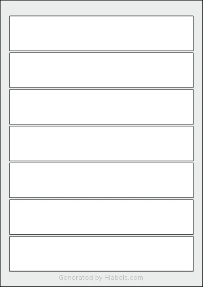 OnlineLabels® EU30141 template with 7 rectangular 190 x 36 millimeter labels per sheet, on A4-size adhesive blank label sheets.