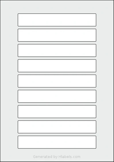 OnlineLabels® EU30144 template with 9 rectangular 144 x 23 millimeter labels per sheet, on A4-size adhesive blank label sheets.