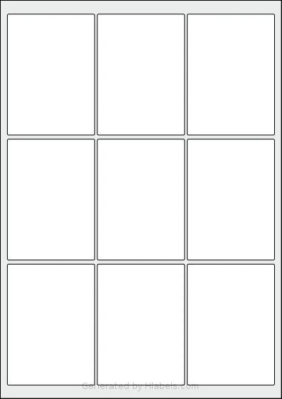 OnlineLabels® EU30145 template with 9 rectangular 65 x 90 millimeter labels per sheet, on A4-size adhesive blank label sheets.