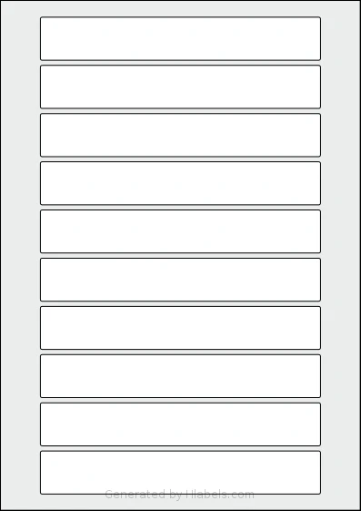 OnlineLabels® EU30150 template with 10 rectangular 163 x 25 millimeter labels per sheet, on A4-size adhesive blank label sheets.