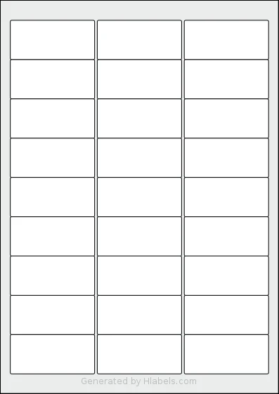 OnlineLabels® EU30161 template with 27 rectangular 63.5 x 29.6 millimeter labels per sheet, on A4-size adhesive blank label sheets.