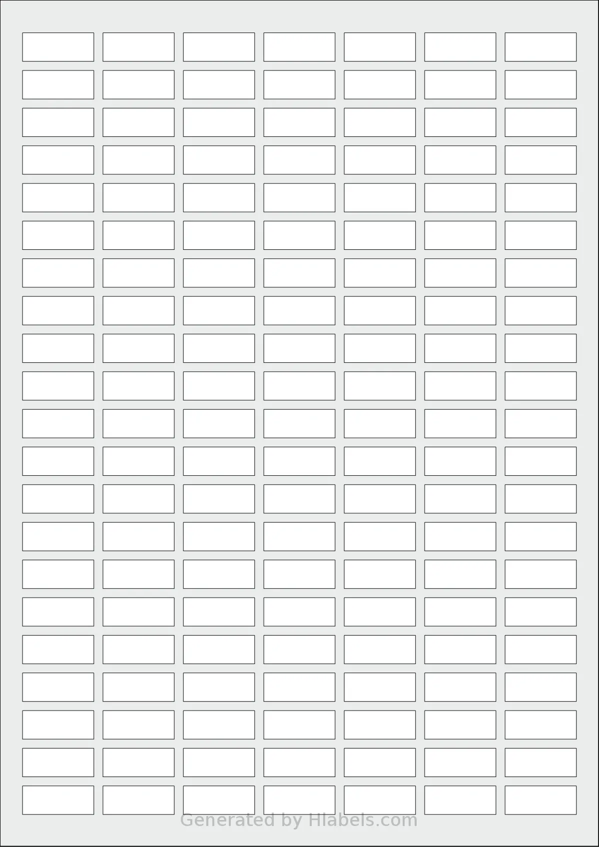 OnlineLabels® EU30170 template with 147 rectangular 25 x 10 millimeter labels per sheet, on A4-size adhesive blank label sheets.