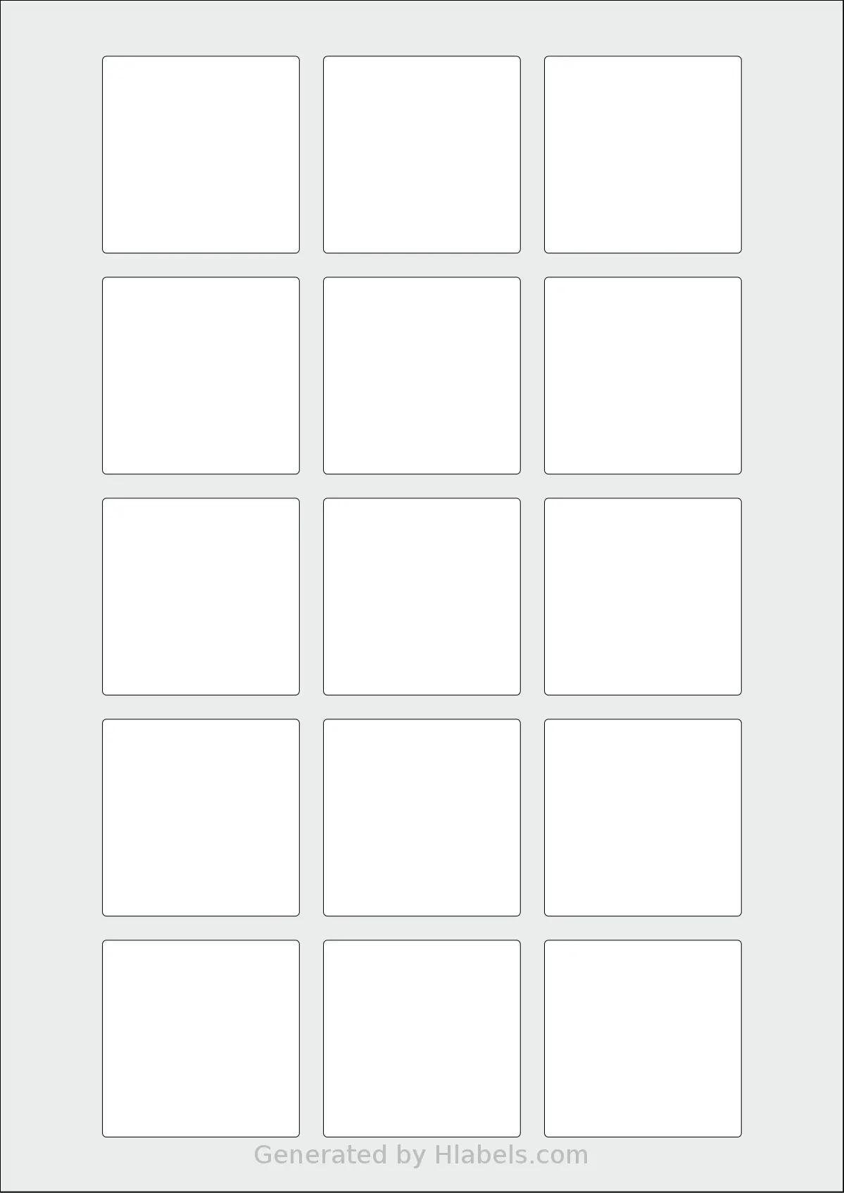 OnlineLabels® EU30177 template with 15 square 49 x 49 millimeter labels per sheet, on A4-size adhesive blank label sheets.