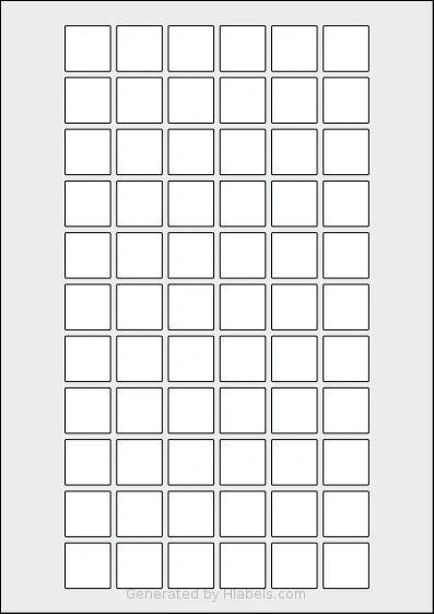 OnlineLabels® EU30178 template with 66 square 22 x 22 millimeter labels per sheet, on A4-size adhesive blank label sheets.