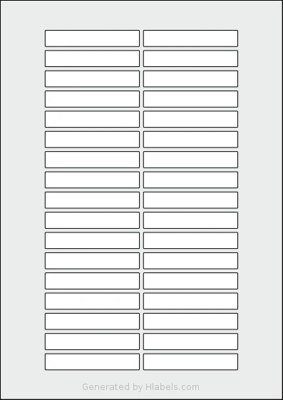 OnlineLabels® EU30207 template with 34 rectangular 70 x 12 millimeter labels per sheet, on A4-size adhesive blank label sheets.