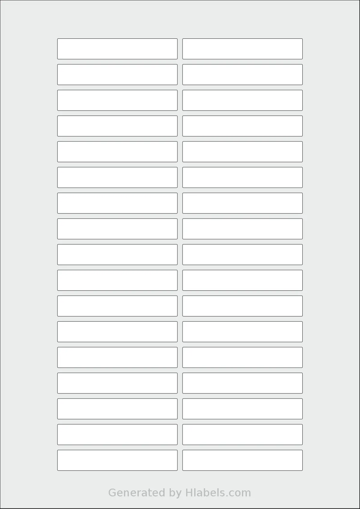 OnlineLabels® EU30207 template with 34 rectangular 70 x 12 millimeter labels per sheet, on A4-size adhesive blank label sheets.