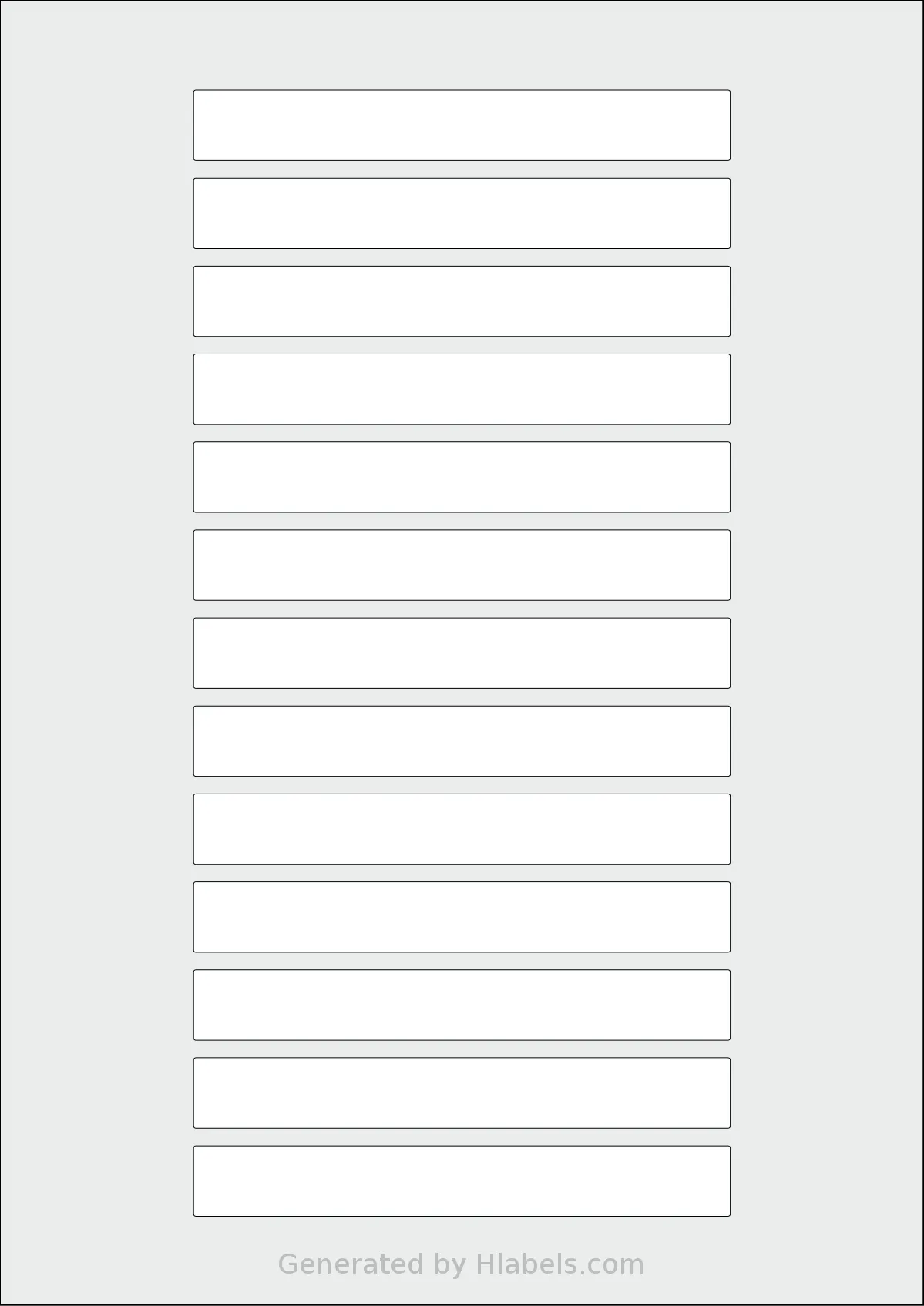 OnlineLabels® EU30215 template with 13 rectangular 122 x 16 millimeter labels per sheet, on A4-size adhesive blank label sheets.