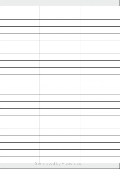OnlineLabelsAU® 034 Template OnlineLabelsAU® 034 template with 69 rectangular 70 x 12 millimeter labels per sheet, on A4-size adhesive blank label sheets.