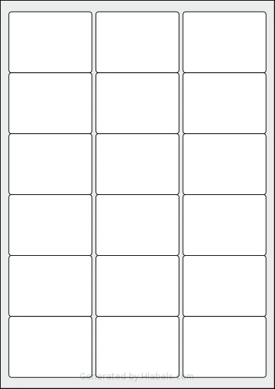 OnlineLabelsAU® 042 Template OnlineLabelsAU® 042 template with 18 rectangular 63.5 x 46.5 millimeter labels per sheet, on A4-size adhesive blank label sheets.