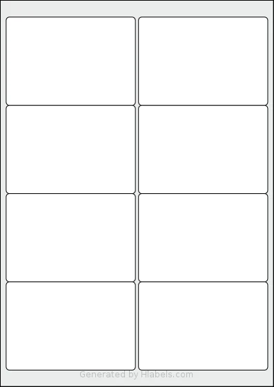 OnlineLabelsAU® 125 Template OnlineLabelsAU® 125 template with 8 rectangular 99.1 x 67.7 millimeter labels per sheet, on A4-size adhesive blank label sheets.
