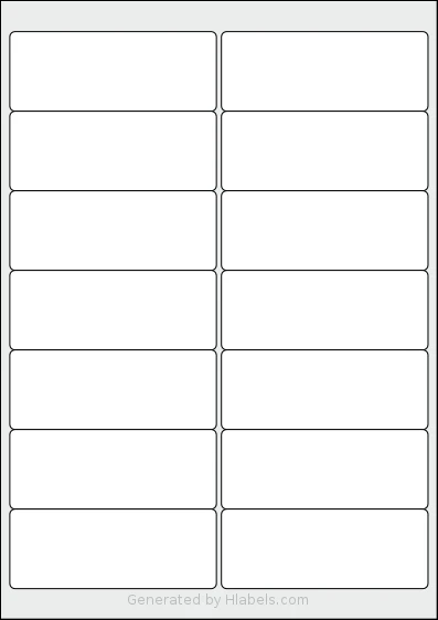 OnlineLabelsAU® 126 Template OnlineLabelsAU® 126 template with 14 rectangular 99.1 x 38.1 millimeter labels per sheet, on A4-size adhesive blank label sheets.