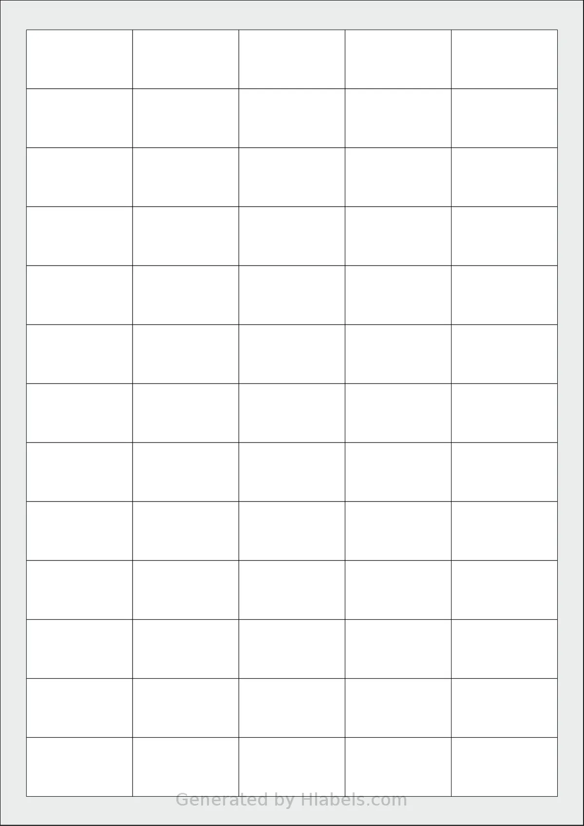 Pimaco® A4251 template with 65 rectangular 38.2 x 21.2 millimeter labels per sheet, on A4-size adhesive blank label sheets.