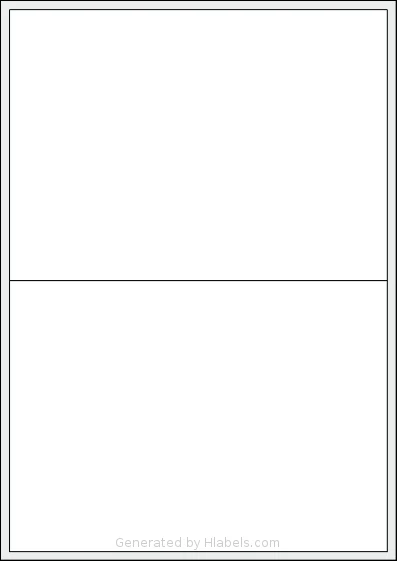 Pimaco® A4368 template with 2 rectangular 199.9 x 143.4 millimeter labels per sheet, on A4-size adhesive blank label sheets.