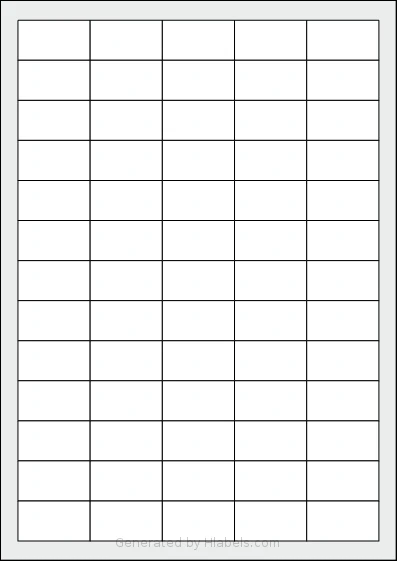 Pimaco® SLA41051 template with 65 rectangular 38.2 x 21.2 millimeter labels per sheet, on A4-size adhesive blank label sheets.