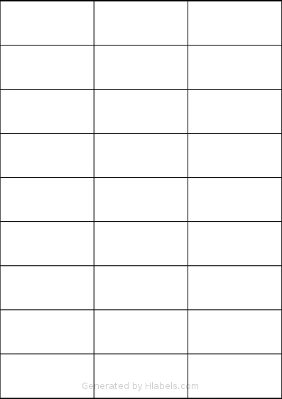 Pimaco® SLA43370 template with 27 rectangular 69.96 x 32.83 millimeter labels per sheet, on A4-size adhesive blank label sheets.