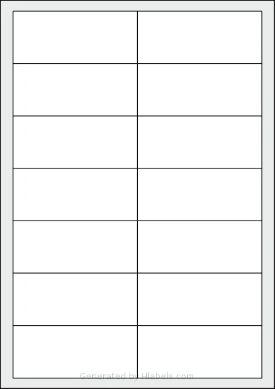 Printation® 1367792-GP template with 14 rectangular 95 x 40 millimeter labels per sheet, on A4-size adhesive blank label sheets.