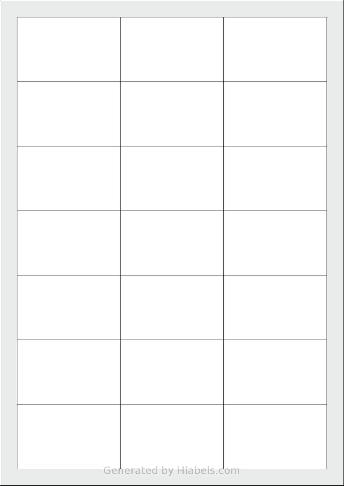 Printation® 1367819-GP template with 21 rectangular 63 x 39.5 millimeter labels per sheet, on A4-size adhesive blank label sheets.