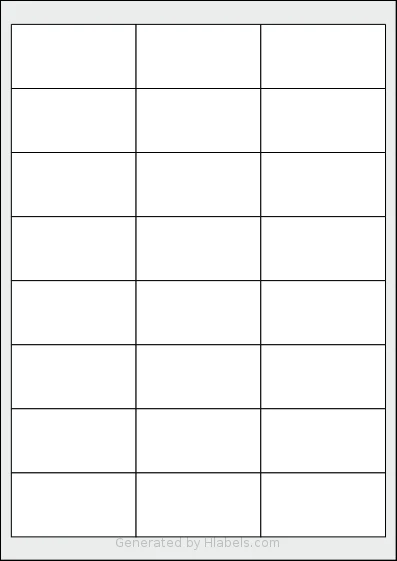 Printation® 1367831-GP template with 24 rectangular 66 x 33.9 millimeter labels per sheet, on A4-size adhesive blank label sheets.