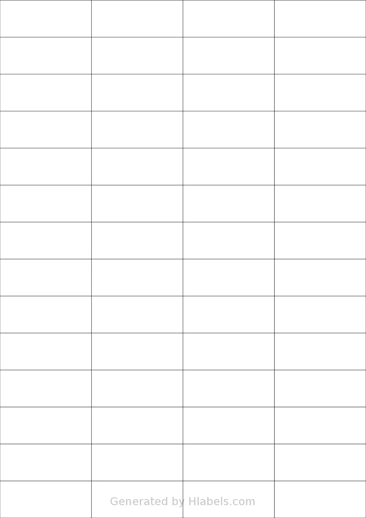 Printation® 1367847-NP template with 56 rectangular 52.5 x 21.2 millimeter labels per sheet, on A4-size adhesive blank label sheets.