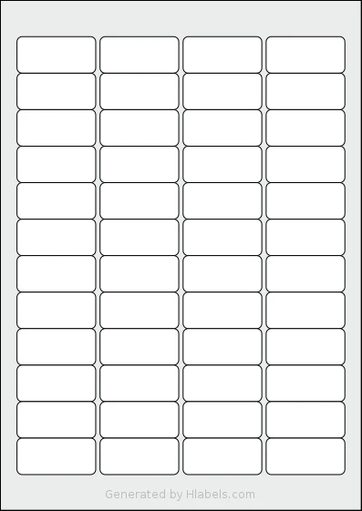 Printation® 1431480-NK template with 48 rectangular 45.7 x 21.2 millimeter labels per sheet, on A4-size adhesive blank label sheets.