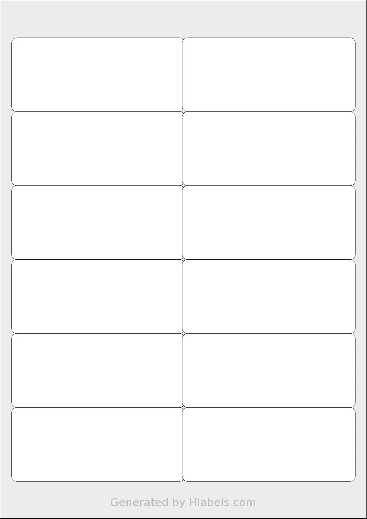 Printation® 1431585-KW template with 12 rectangular 99.1 x 42.3 millimeter labels per sheet, on A4-size adhesive blank label sheets.