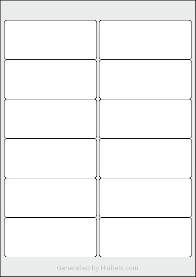 Printation® 1431585-NW template with 12 rectangular 99.1 x 42.3 millimeter labels per sheet, on A4-size adhesive blank label sheets.