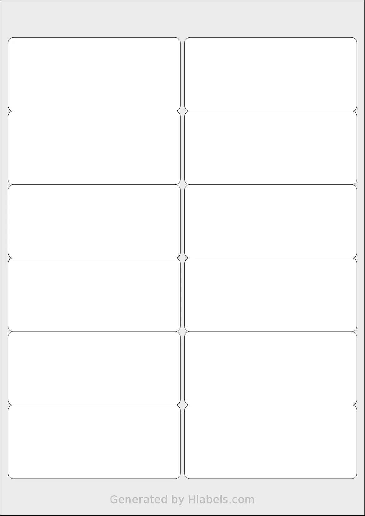 Printation® 1431585-NW template with 12 rectangular 99.1 x 42.3 millimeter labels per sheet, on A4-size adhesive blank label sheets.