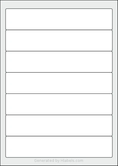 Printation® 1509374-NP template with 7 rectangular 190 x 38 millimeter labels per sheet, on A4-size adhesive blank label sheets.