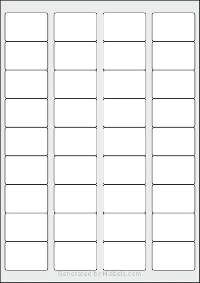 Printation® 1548812-GP template with 36 rectangular 45 x 30 millimeter labels per sheet, on A4-size adhesive blank label sheets.