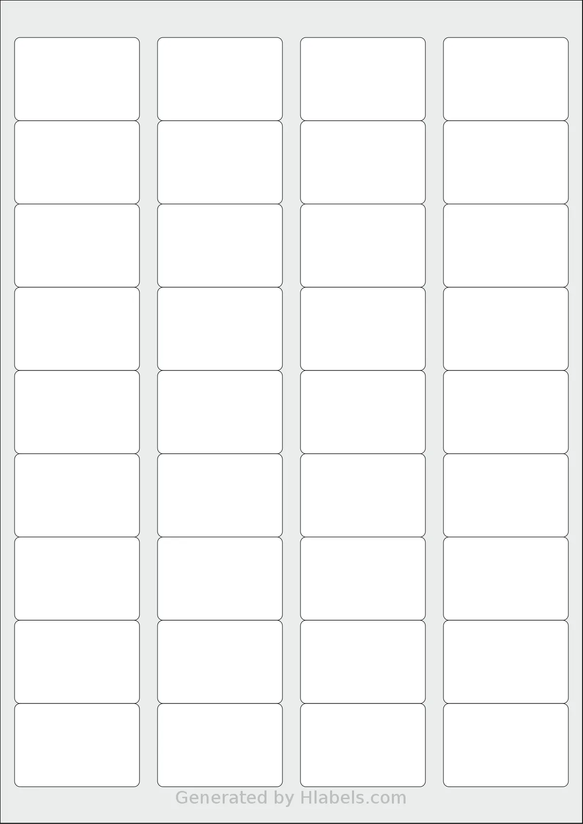 Printation® 1548812-NP template with 36 rectangular 45 x 30 millimeter labels per sheet, on A4-size adhesive blank label sheets.