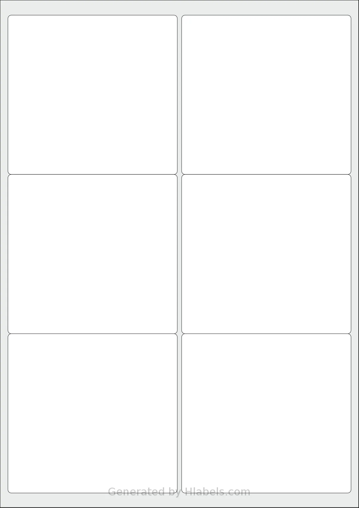Printation® 1548870-NP template with 6 rectangular 99.1 x 93.1 millimeter labels per sheet, on A4-size adhesive blank label sheets.