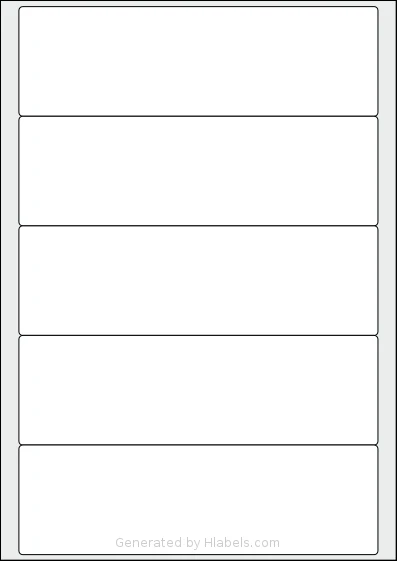 Printation® 1558454-GP template with 5 rectangular 190 x 58 millimeter labels per sheet, on A4-size adhesive blank label sheets.