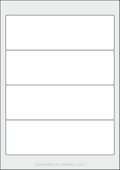 Printation® 1558467-GP template with 4 rectangular 190 x 61 millimeter labels per sheet, on A4-size adhesive blank label sheets.