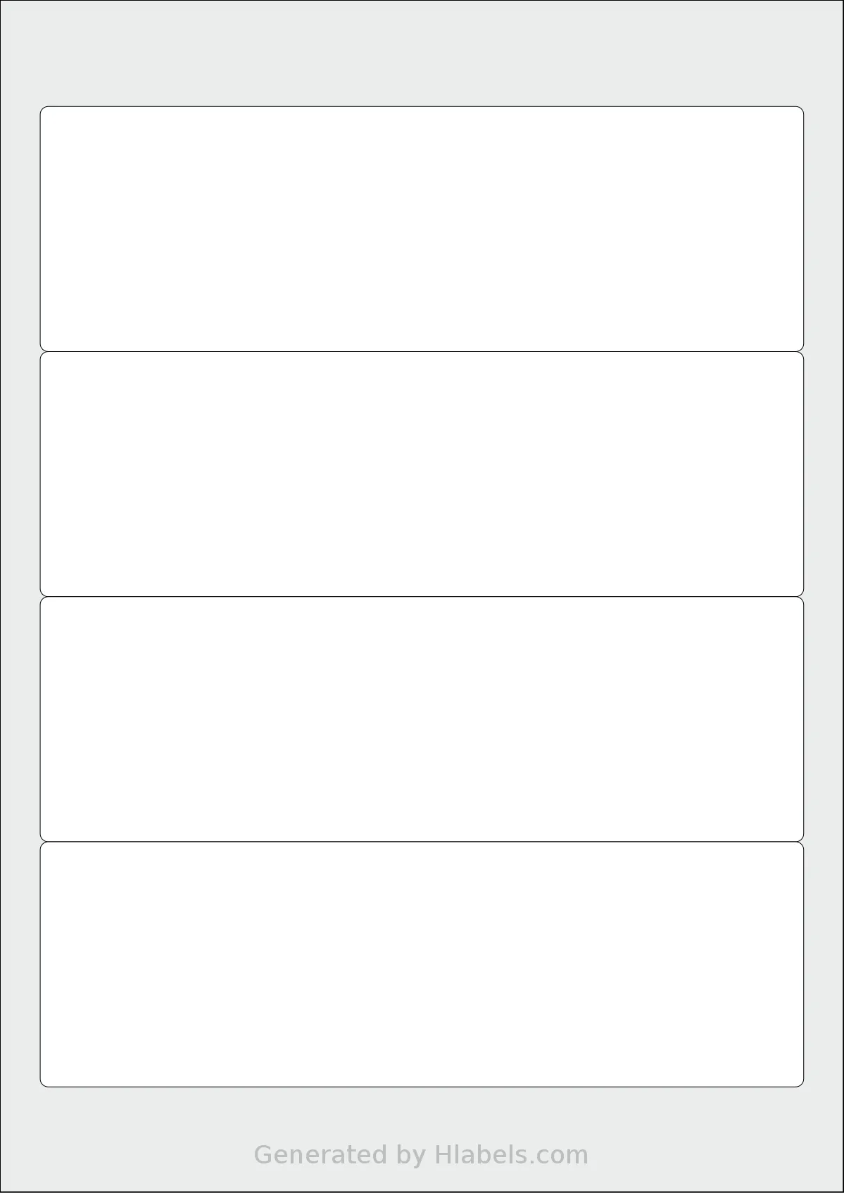 Printation® 1558467-NP template with 4 rectangular 190 x 61 millimeter labels per sheet, on A4-size adhesive blank label sheets.