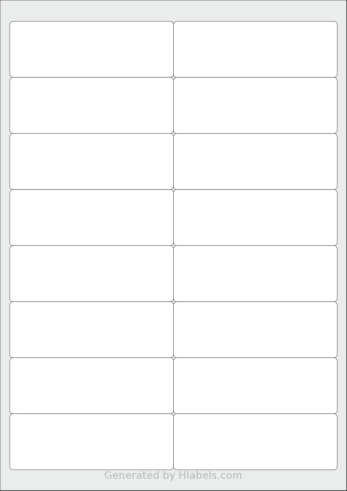 Printation® 1558496-NP template with 16 rectangular 99.1 x 33.9 millimeter labels per sheet, on A4-size adhesive blank label sheets.