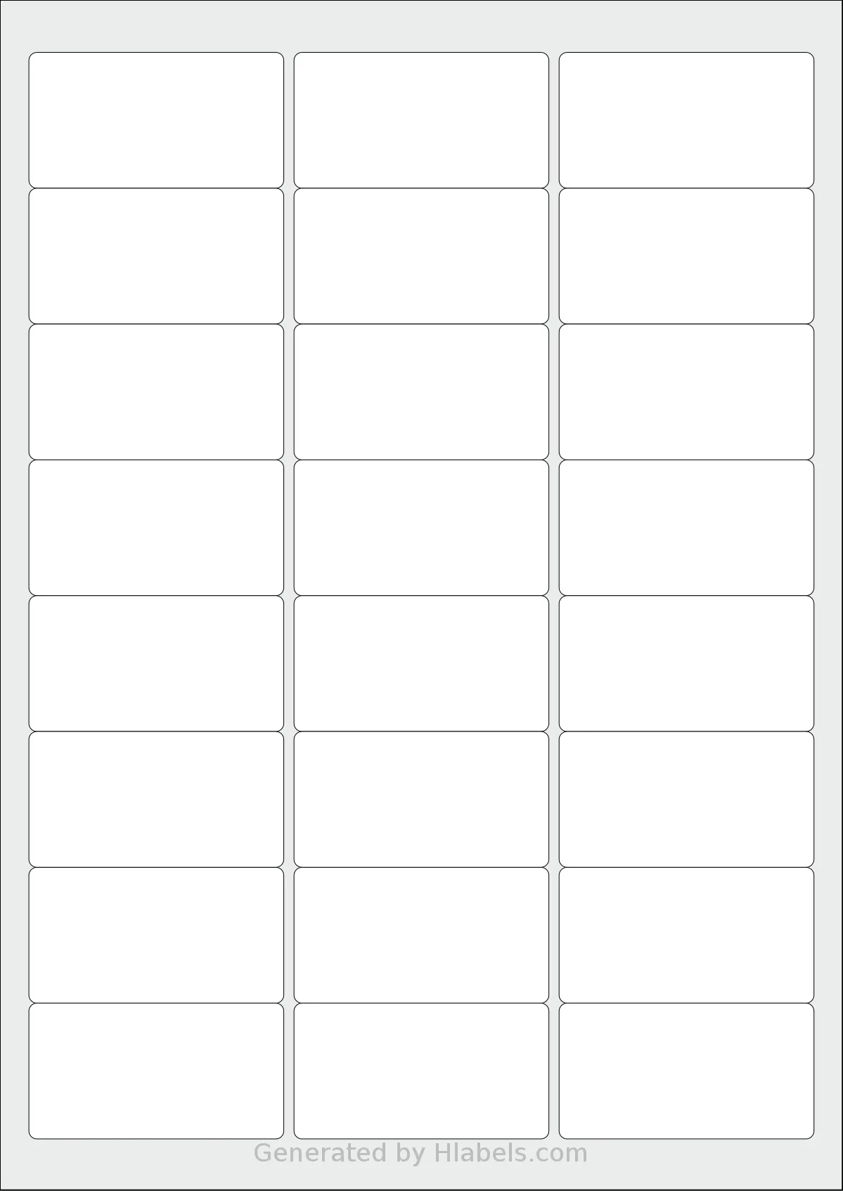 SmithPackaging® SP-L7159 template with 24 rectangular 63.5 x 33.86 millimeter labels per sheet, on A4-size adhesive blank label sheets.